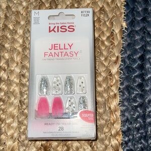 KISS Jelly Fantasy Nails - Pink and Glitter Silver